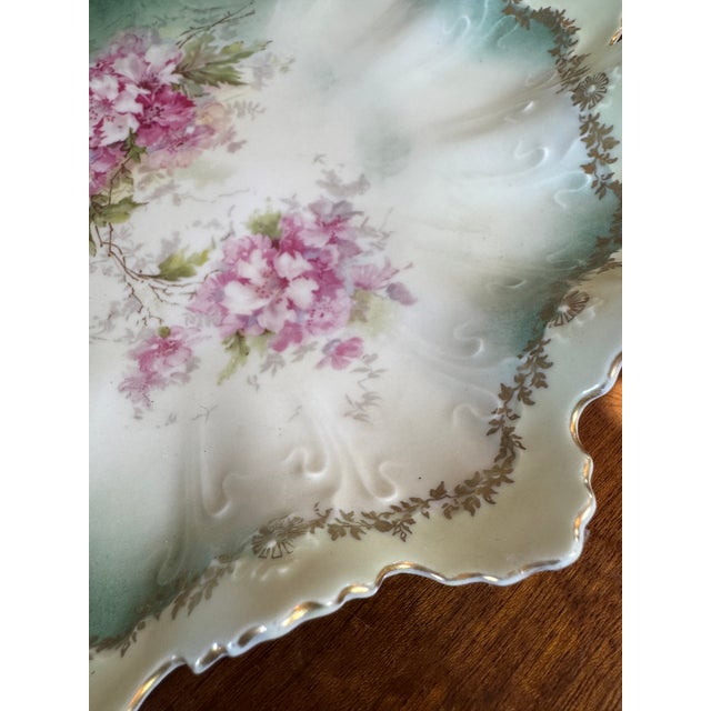 Antique Porcelain Cake Plate Floral Molded For Sale - Image 9 of 12