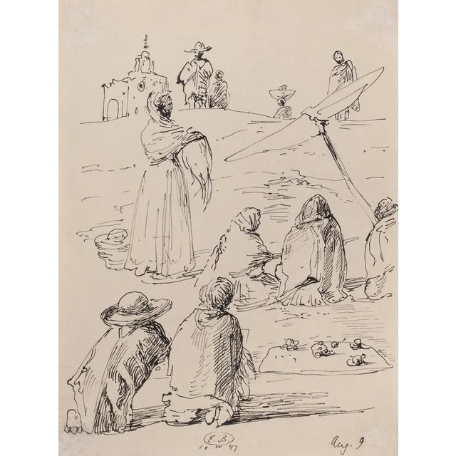 The Trip to Mexico is an original drawing in pen on paper, realized in 1947 by Russian scenographer Eugène Berman,...