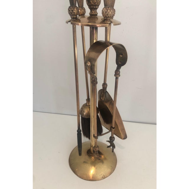 1970s Pineapple Brass Fireplace Tools For Sale - Image 5 of 8