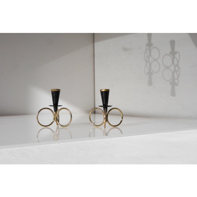 Mid-Century Modern Metal Candlestick Holders by Gunnar Ander for Ystad Metal, Sweden, Set of 2 For Sale - Image 10 of 15