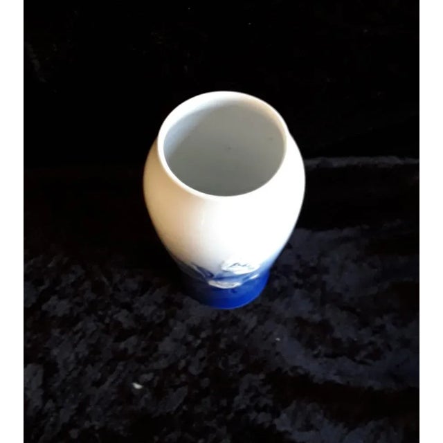 Bing & Grondahl Vintage Danish Porcelain Vase with Blue Floral Decor from Bing & Grondal, 1960s For Sale - Image 4 of 6