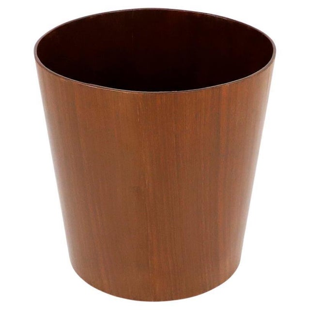 Mid Century Mahogany Plywood Trash Can For Sale - Image 6 of 6