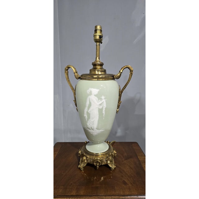 Ceramic Large French Pate-Sur-Pate Table Lamp, 1880 For Sale - Image 7 of 8