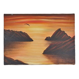 Unknown, Desolation Sea at Sunset, 2000s, Oil on Canvas For Sale