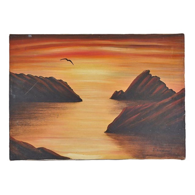 Unknown, Desolation Sea at Sunset, 2000s, Oil on Canvas For Sale
