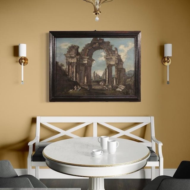 Italian Artist, 20th century Italian architectural capriccio painting, Oil on Canvas For Sale - Image 6 of 16