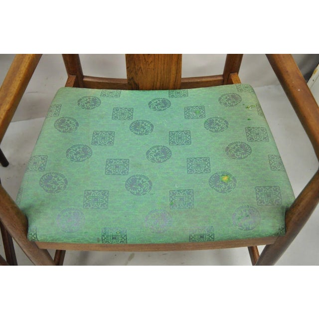 Wood Mid Century Modern Walnut Curved Angled Back Dining Arm Chairs - a Pair For Sale - Image 7 of 12