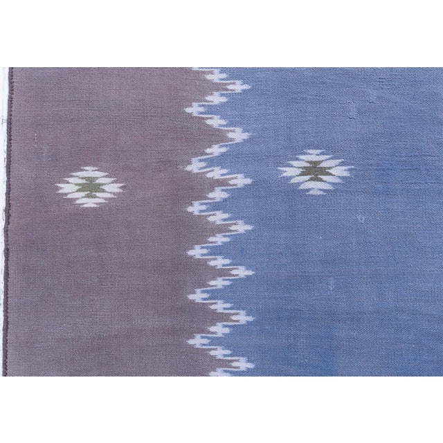 Textile Doris Leslie Blau Mid-Century Indian Dhurrie Lavender Flatweave Cotton Rug For Sale - Image 7 of 8