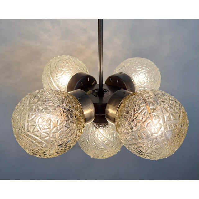 Vintage Cut Glass Chandelier from Kamenický Šenov, 1960s For Sale - Image 14 of 17