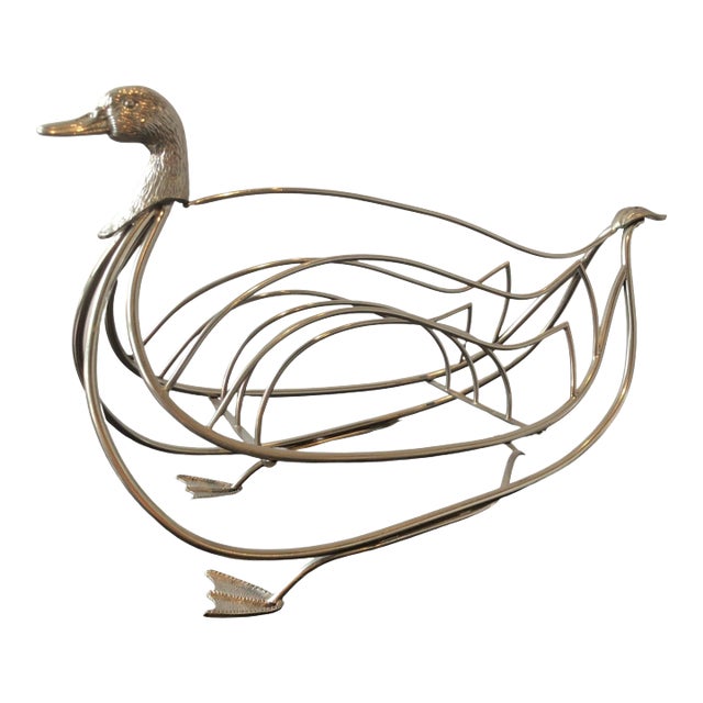 1960s, Maison Jansen Style Italian Chrome Swan Magazine Rack For Sale