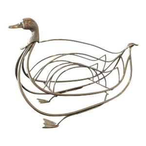 1960s, Maison Jansen Style Italian Chrome Swan Magazine Rack