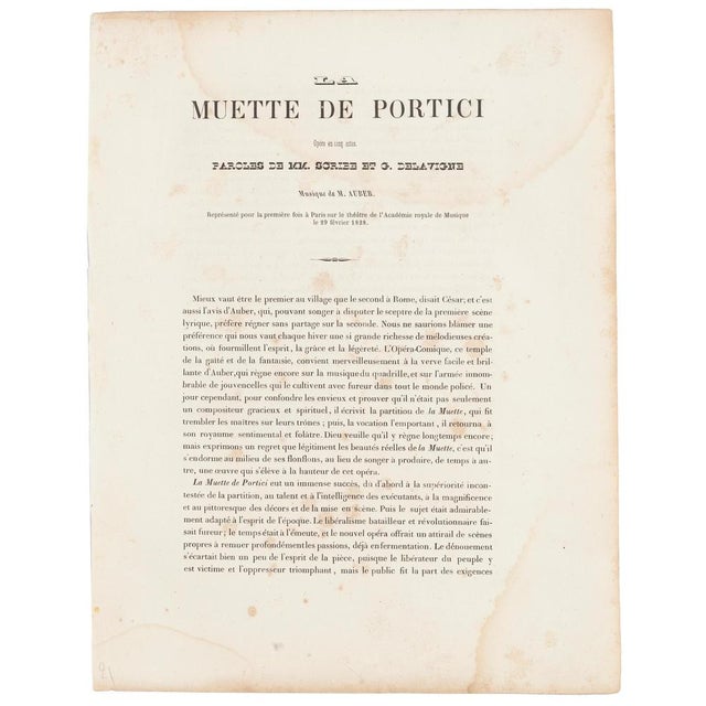 Charles Deshays, La Muette de Portici, Lithograph, 1870 For Sale - Image 3 of 5