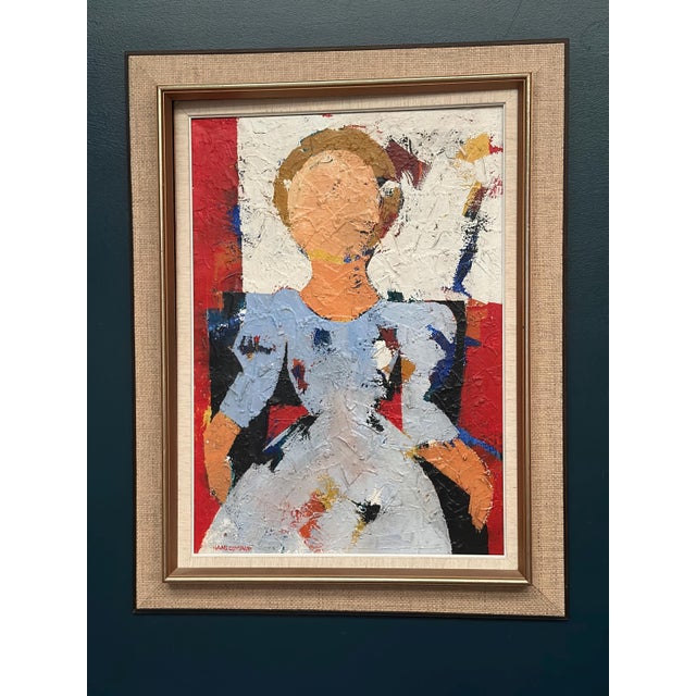 Hans Osswald, Girl in Light Blue Dress, 1950s, Oil Painting on Canvas, Framed For Sale - Image 10 of 18