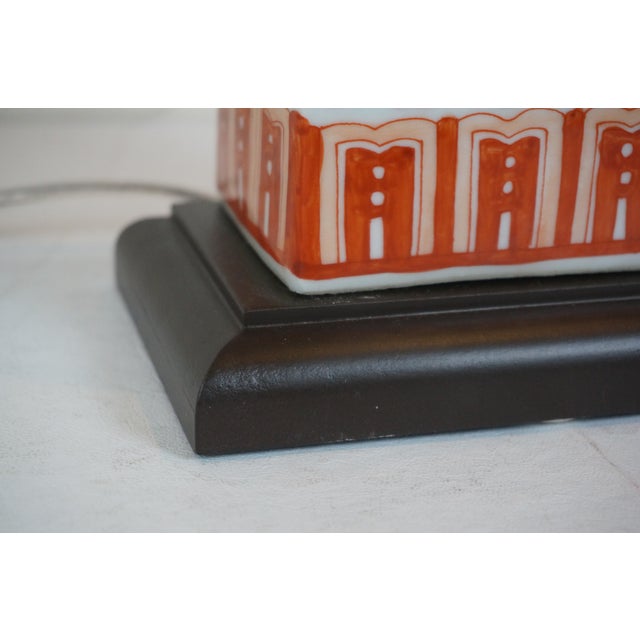 Chinese Orange & White Porcelain Tea Caddy Lamp Bottle Ginger Jar Chinoiserie For Sale - Image 10 of 11