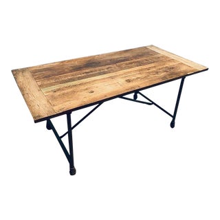 Restoration Hardware 72” Table Reclaimed Wood & Iron For Sale