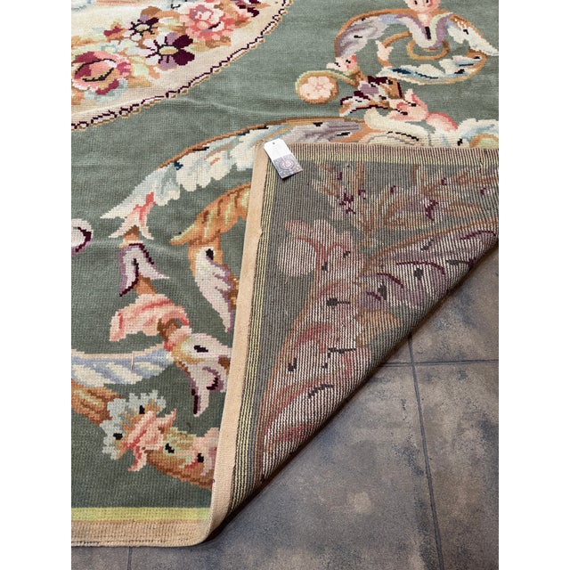 Green 1920s Spanish Handwoven Rug - 12’6” X 10’10” For Sale - Image 8 of 8