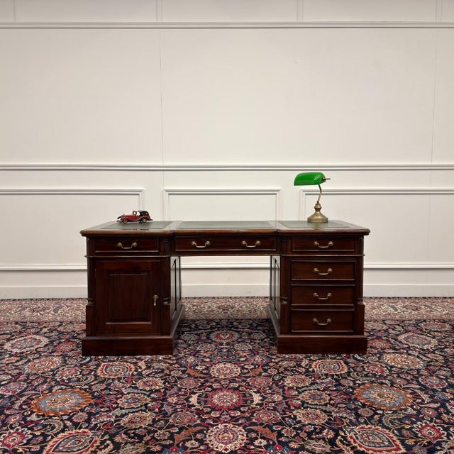 About this Classic English Desk Green Leather Inlay Classic and Elegant | Antique desks in English, Classic and...