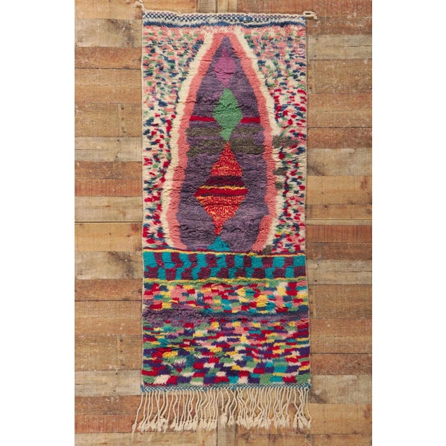 Pink Small Colorful Abstract Moroccan Rug - 02'06 X 05'09 For Sale - Image 8 of 9