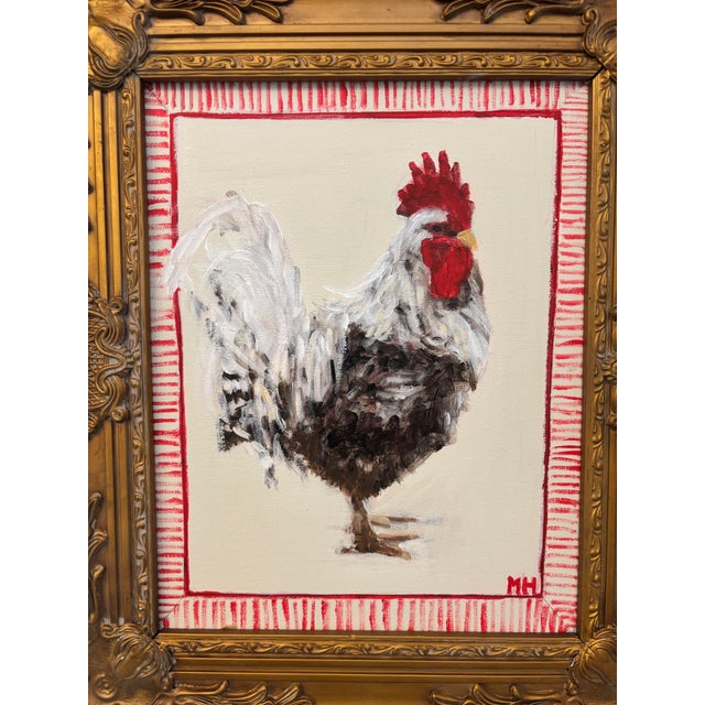 2020s Rooster an Original Framed Painting by Michelle Heimann For Sale - Image 5 of 5