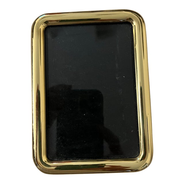 Vintage Mid-Century Modern Rounded Polished Brass Picture Frame For Sale