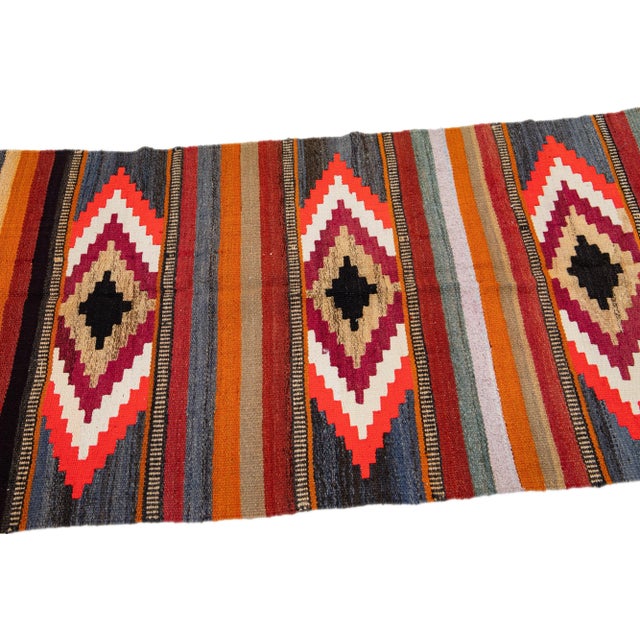 Tribal Mid-20th Century Turkish Kilim Multicolor Handmade Tribal Wool Rug For Sale - Image 3 of 8