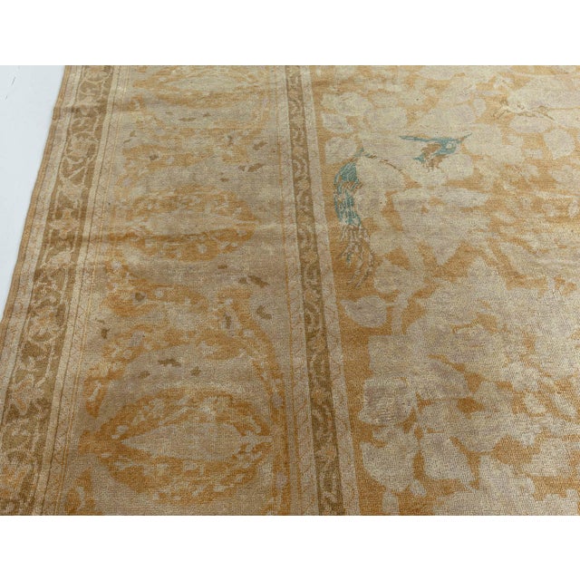 Authentic 19th Century Indian Beige Wool Rug For Sale In New York - Image 6 of 9