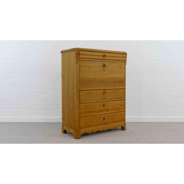 Wood Antique Biedermeier Secretary in Softwood and Burlwood, 19th Century For Sale - Image 7 of 18