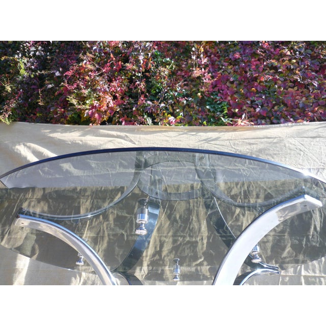Metal Glass and Chrome Dining Table, 1970s For Sale - Image 7 of 9