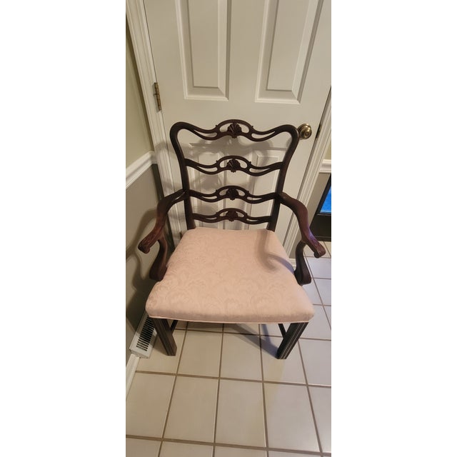 1930's-1940's Chippendale Style Ladder Back Armchairs- A Pair For Sale - Image 16 of 18