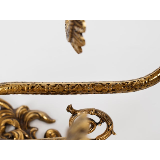 Metal 1950s Spanish Empire Cast Brass Winged Goddess Nike Victory 2-Light Wall Sconces - A Symmetrical Pair For Sale - Image 7 of 12