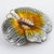 Metal Fabrice Paris Silver-Gray and Saffron Butterfly Carved Brooch For Sale - Image 7 of 10