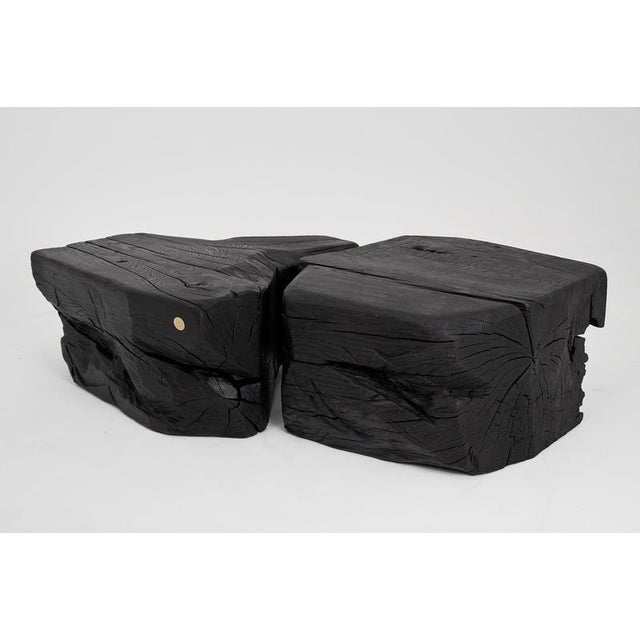 Sculptural Side Table in Burnt Black Wood by Logniture For Sale - Image 16 of 18