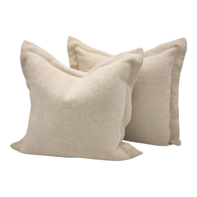 Antique Belgian Linen Pillows- a Pair For Sale