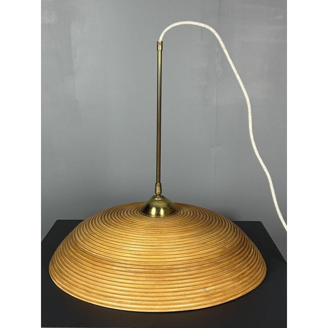Mid-Century Modern Rattan Bamboo Pendant Lamps, 1970s, Set of 3 For Sale - Image 12 of 16