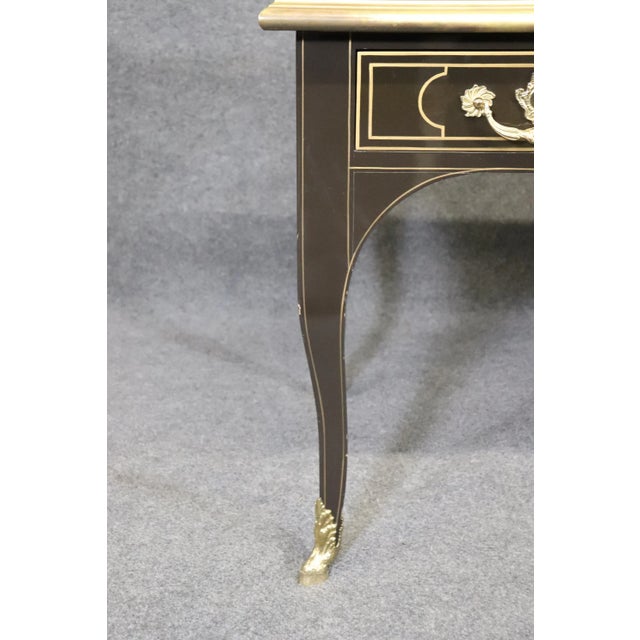 French Baker Collector's Edition Brass Bound Leather Top Louis XV Bureau Plat For Sale - Image 3 of 13