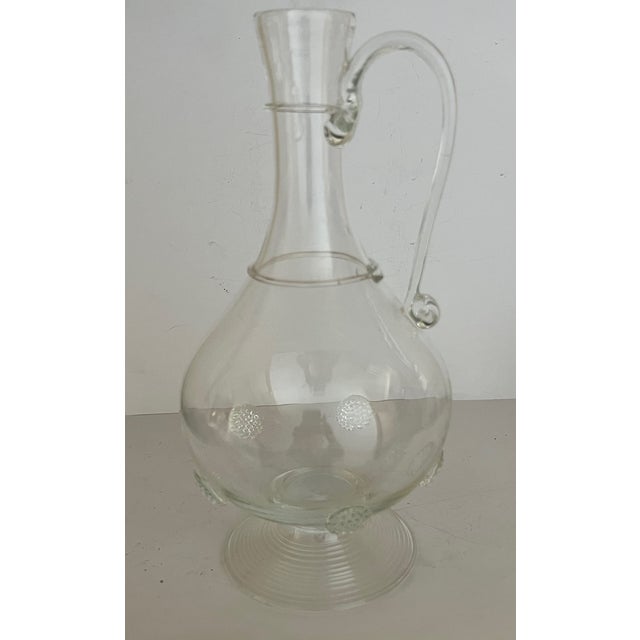 Handblown & Signed Glass Pitcher / Caraffe For Sale - Image 4 of 9