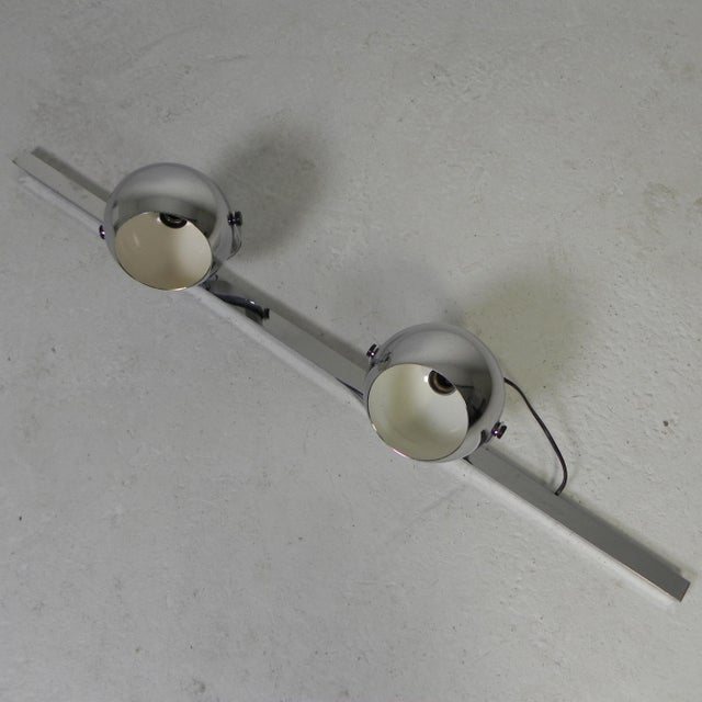 Mid-Century Modern Chrome-Plated Ball Spotlights on Rail, 1950s For Sale - Image 3 of 14