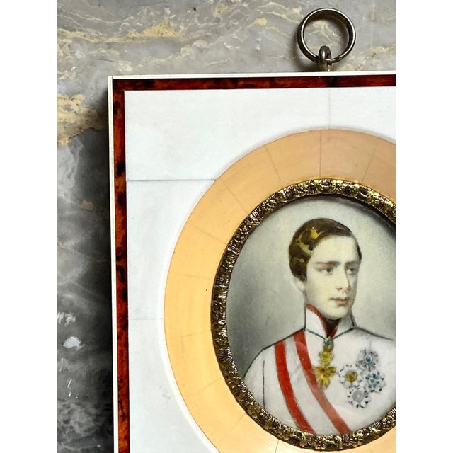 19th Century Vintage Hand-Painted Portrait Miniature For Sale - Image 5 of 12