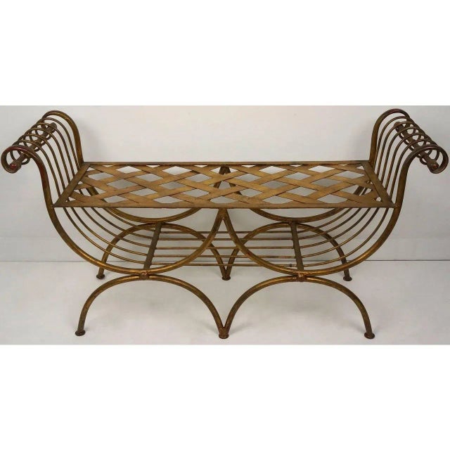 1960s Bench & Tiger Cushion Italian Florentine Hollywood Regency For Sale - Image 4 of 12