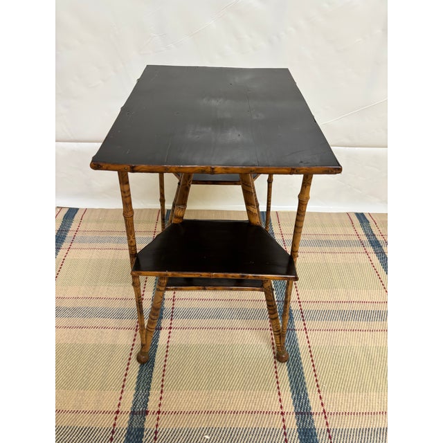 Early 20th Century Burnt Bamboo Side Table For Sale - Image 4 of 12