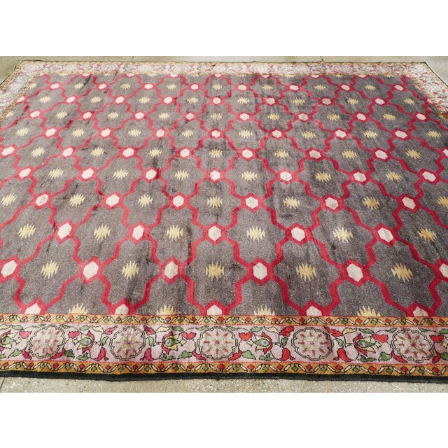 Slate Gray Galerie Shabab Collection Mid-20th Century Indian Agra Silk Room Size Rug For Sale - Image 8 of 9