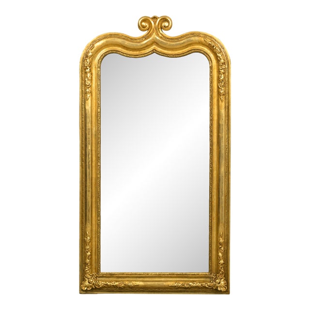 Mid-19th Century Restored French Louis Philippe Giltwood Mirror For Sale