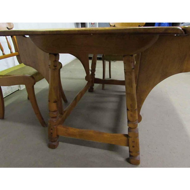 Large Rock Maple Dining Table With Chairs Set Chairish