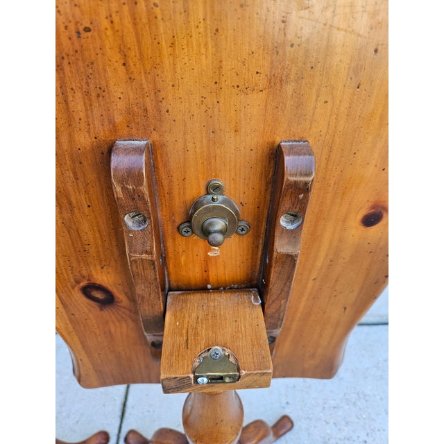 Petite Pine Flip Top Pedestal Side Tables Candle Stands For Sale - Image 11 of 11