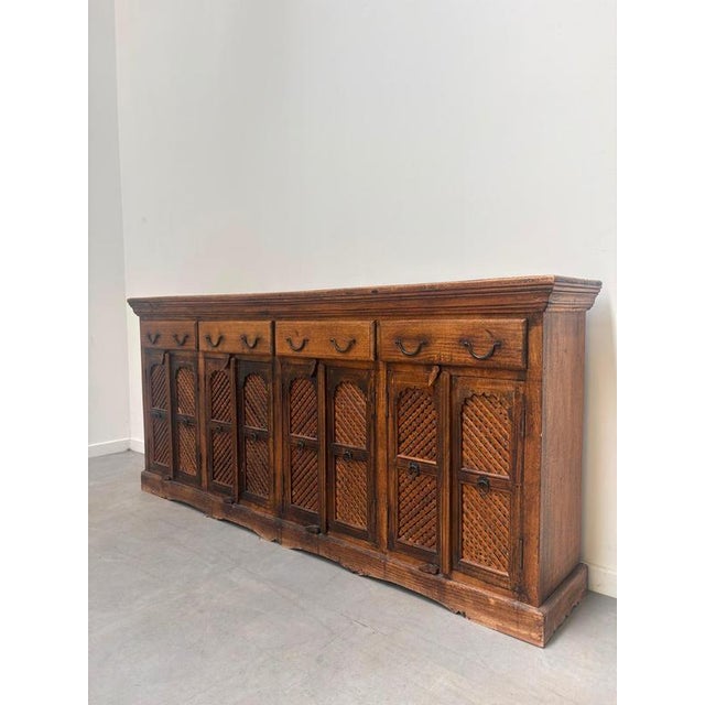 Antique Indian Sideboard with Lattice Doors For Sale - Image 6 of 7