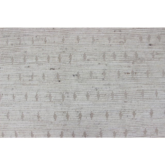 Modern Moroccan Style Tribal Rug in Subtle Ivory and Sand Tones 10'3 X 14'3 For Sale - Image 12 of 14
