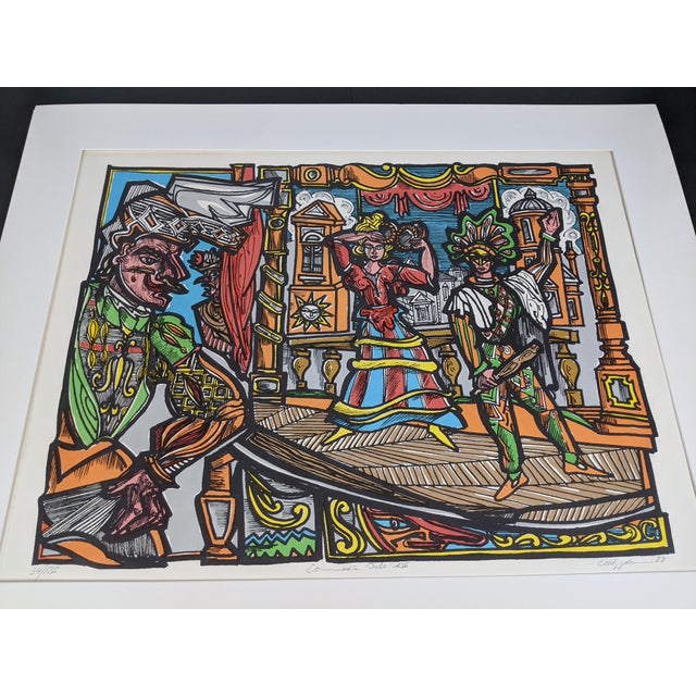 Commedia Dell'Arte Signed Limited Edition Serigraph by Marius Sznajderman, 1983 For Sale - Image 12 of 15
