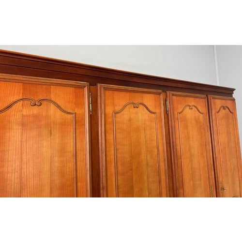 Brown Wardrobe Vintage French Louis Xvi Style Five Door Carved Armoire Lot 4845 For Sale - Image 8 of 13