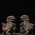 Pair of Vintage Chinese Gilt Bronze Foo Dogs – Buddhist Guardian Lions With Brocade Ball For Sale In Los Angeles - Image 6 of 11
