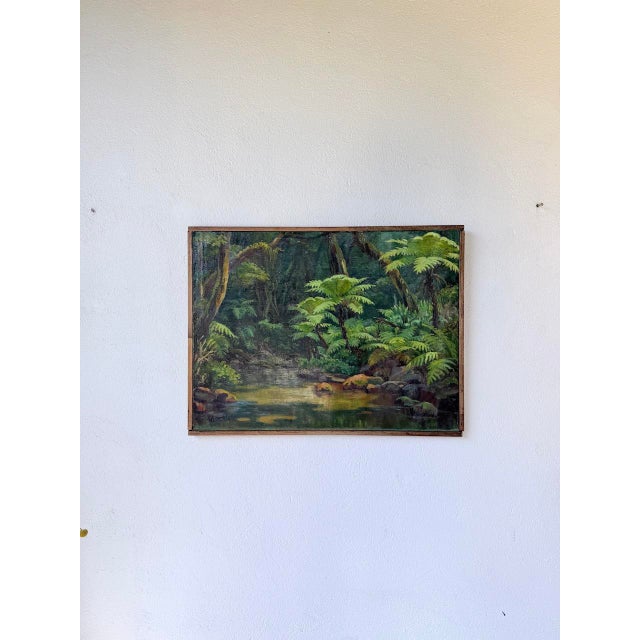 Jungle Forest Landscape, 1960s, Oil on Canvas For Sale - Image 3 of 18